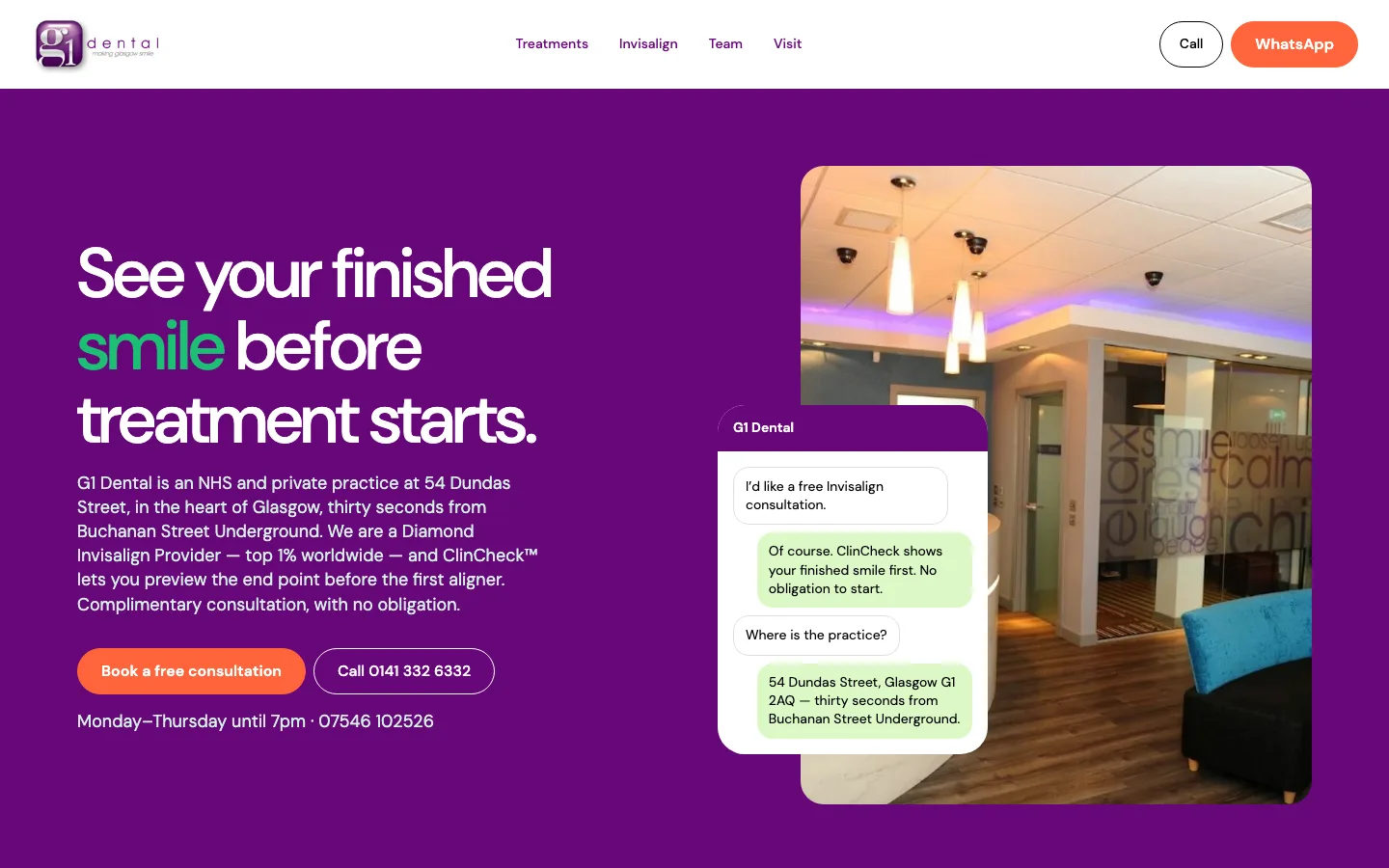 G1 Dental homepage